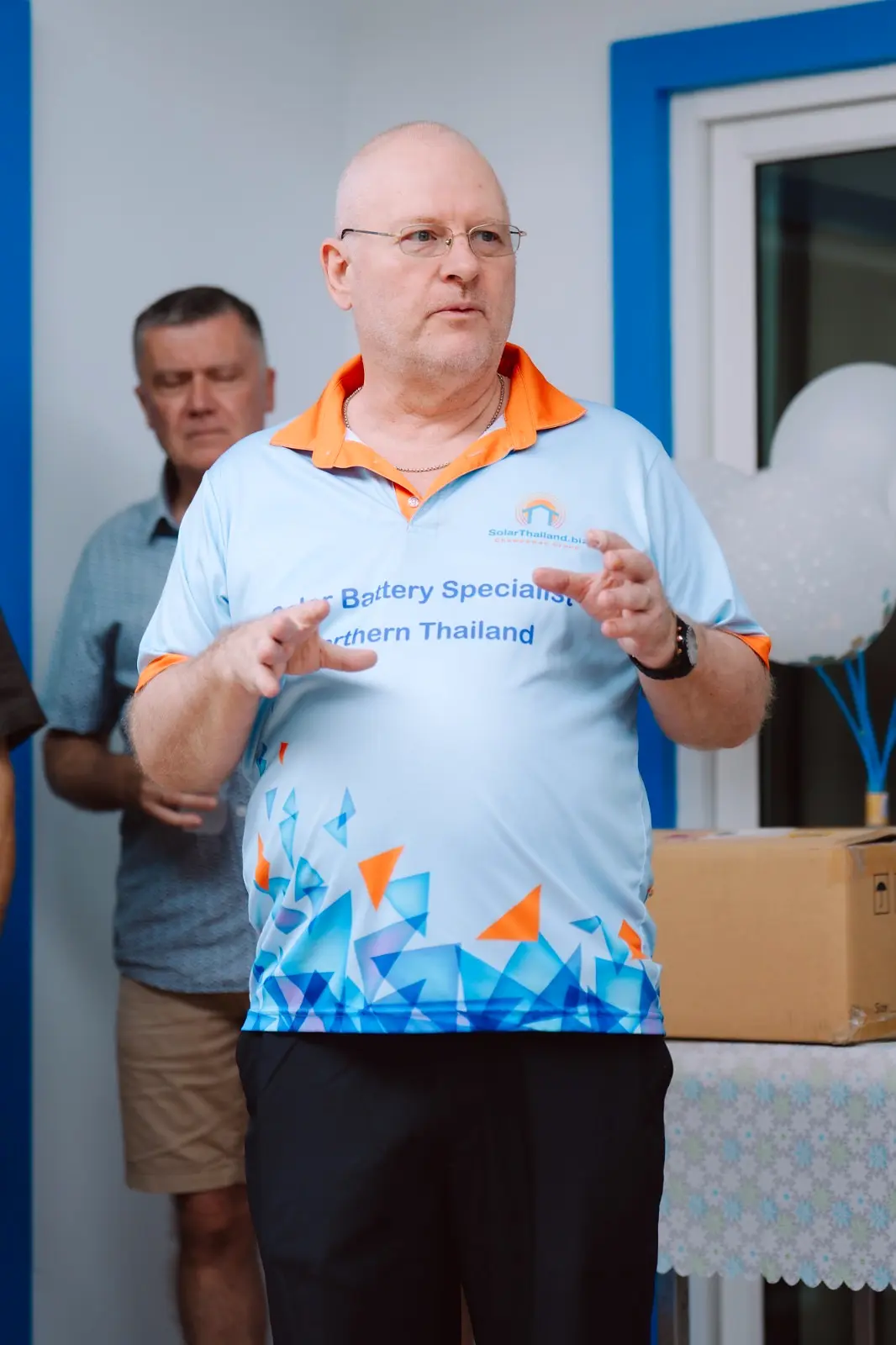 Christian from SolarThailand.biz explaining solar technology in Udon Thani